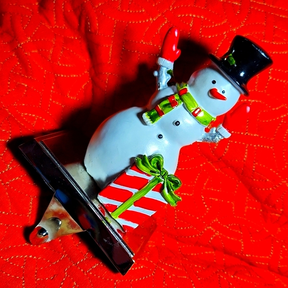 Snowman Stocking Holder/Hook, Holiday/Christmas, weighted, Vintage - Picture 3 of 12